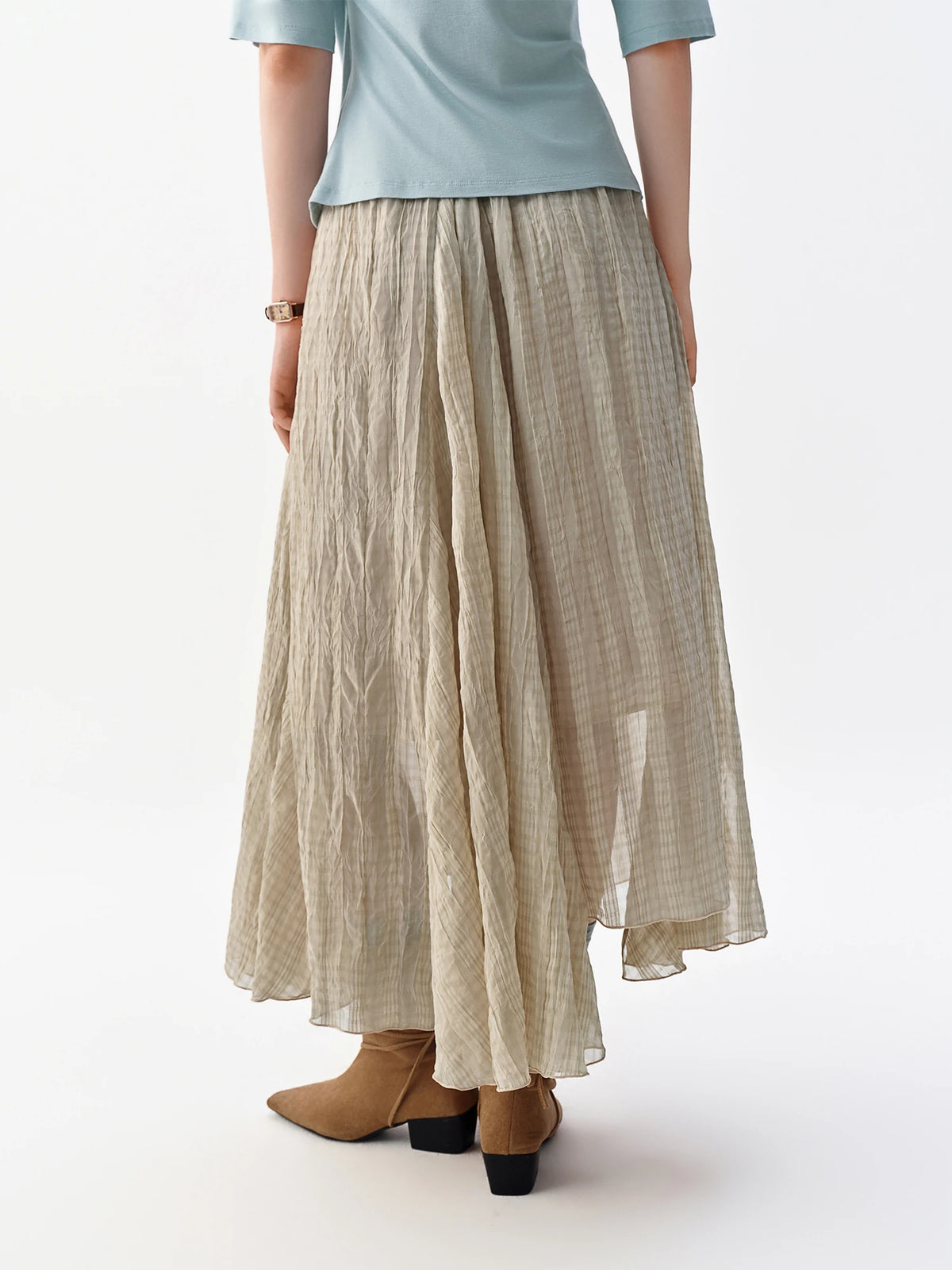 Retro Plaid Midi Skirt - Irregular Nomadic Design Casual Autumn Wear