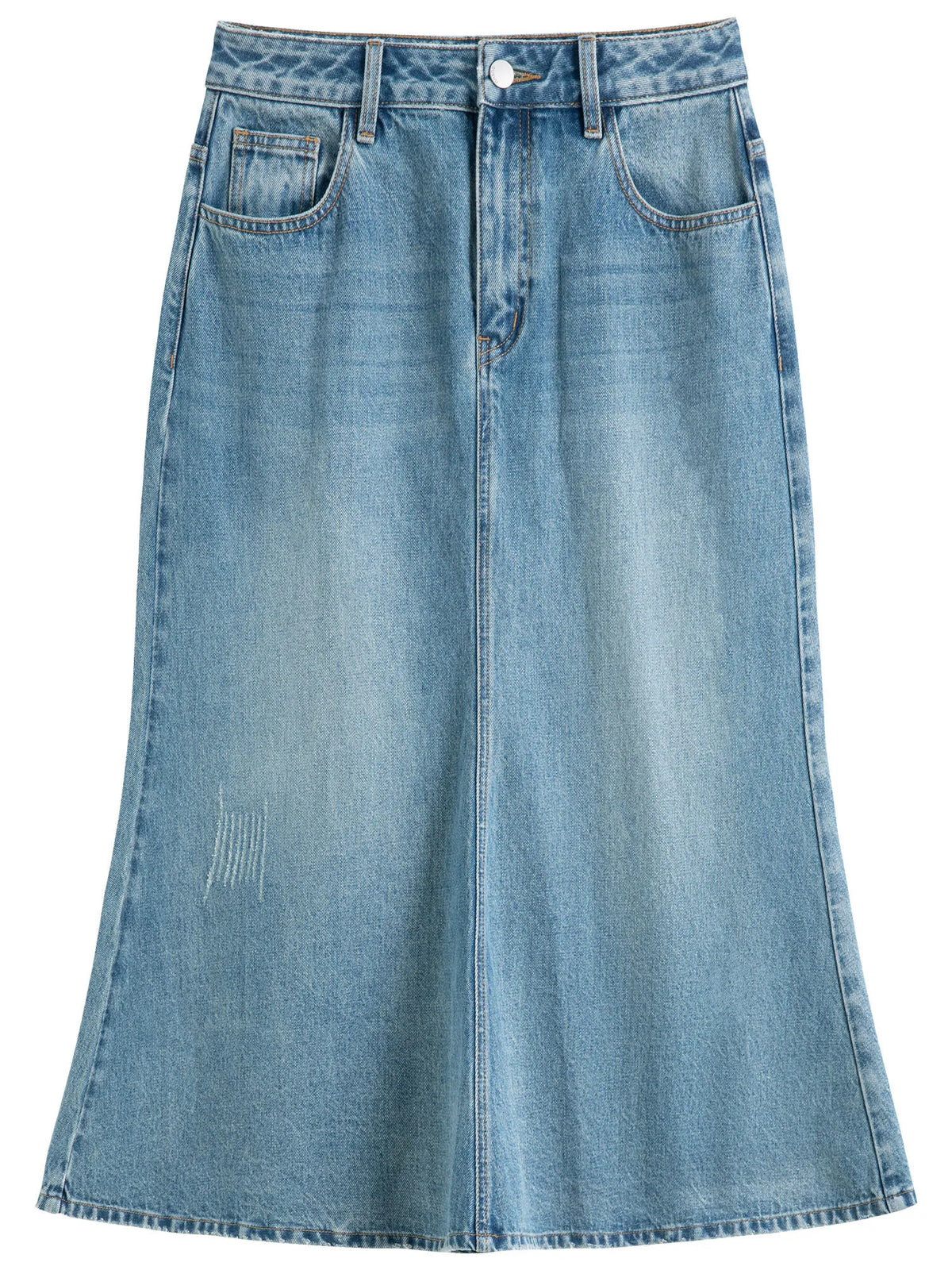 Retro Blue Denim Mermaid Skirt - High Waist Plus Size Elegant Maxi