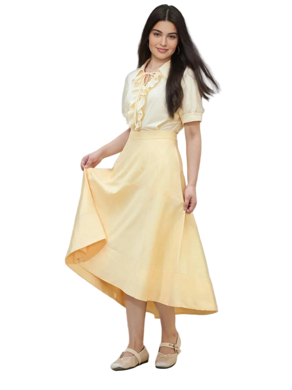 French Style Irregular A-Line Skirt - High Waist Commuter Skirt