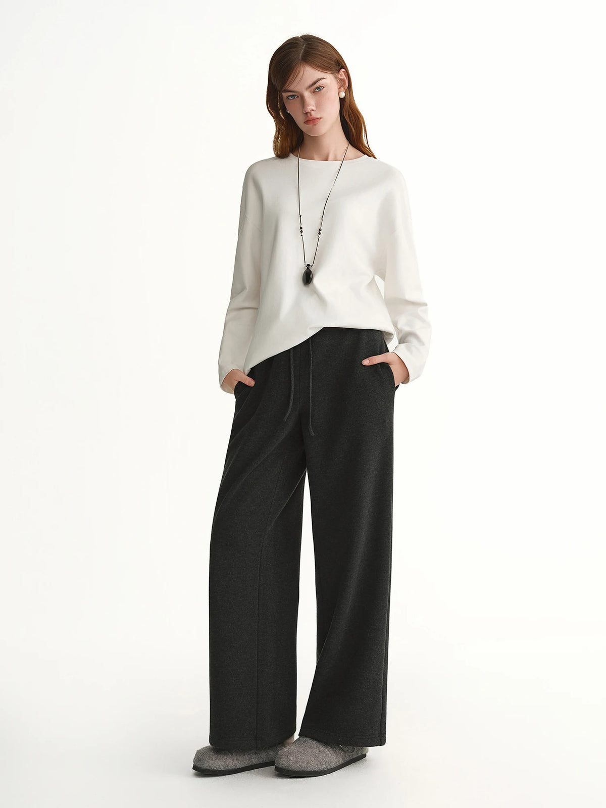 Women's Fleece Lined High Waist Pants - Winter Casual Loose Fit