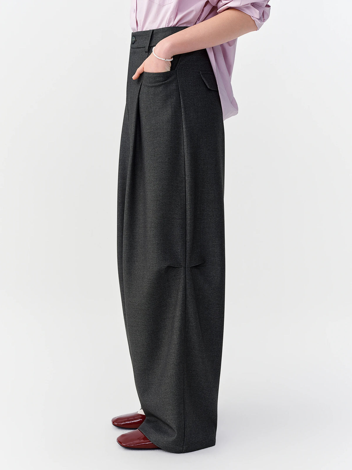 Women's High-Waisted Wide-Leg Suit Pants - Commuter Trousers