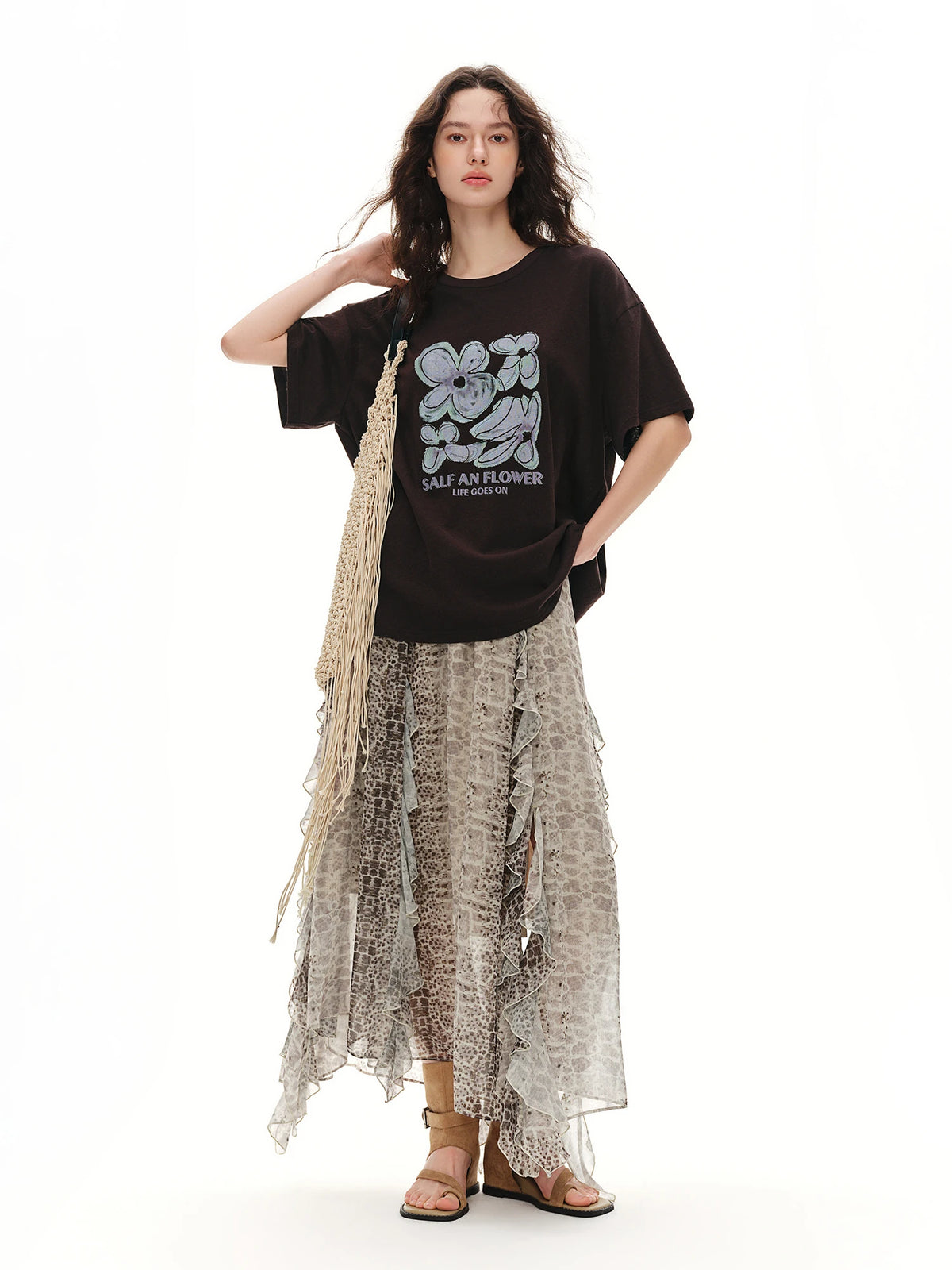 Women's Relaxed Cotton Printed Tee - Summer Coquette Style Top