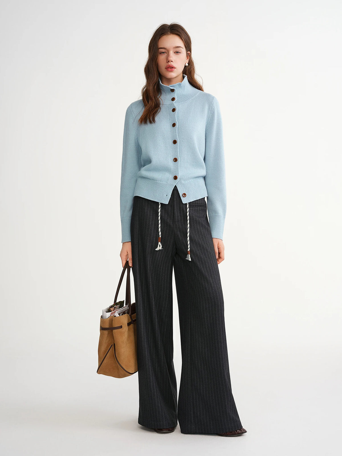 Women's Plus Size Striped Blazer & Straight Leg Pants Set - Retro Casual