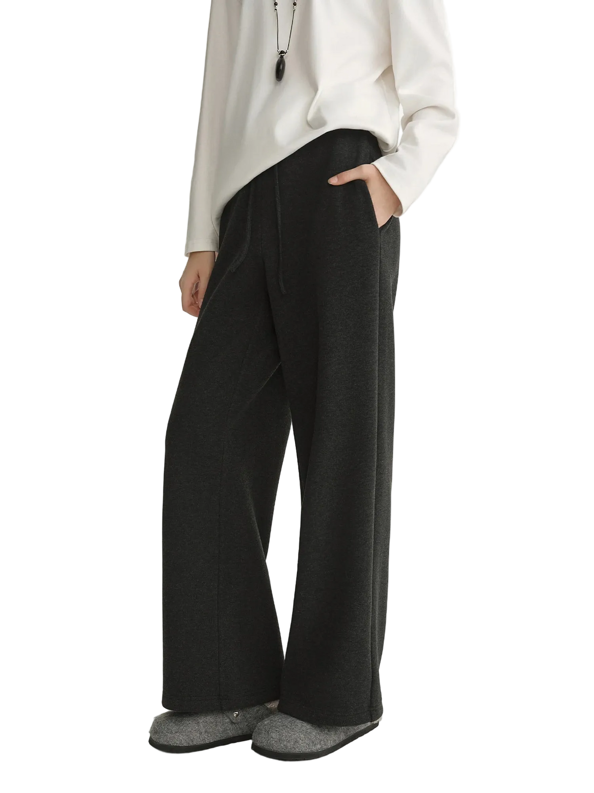 Women's Fleece Lined High Waist Pants - Winter Casual Loose Fit