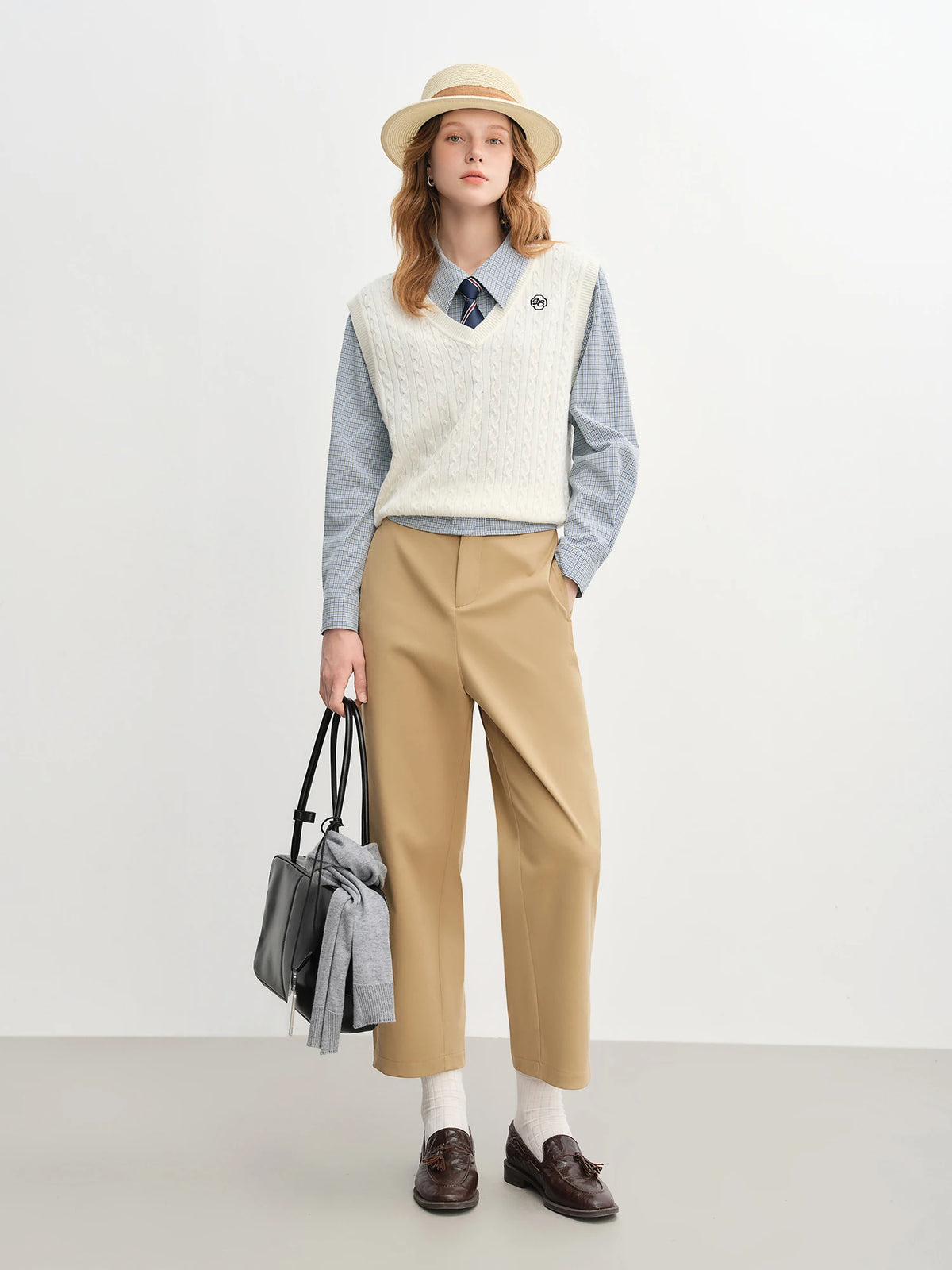 Women's High Waist Flared Hem Pants - Summer Casual Ankle Trousers