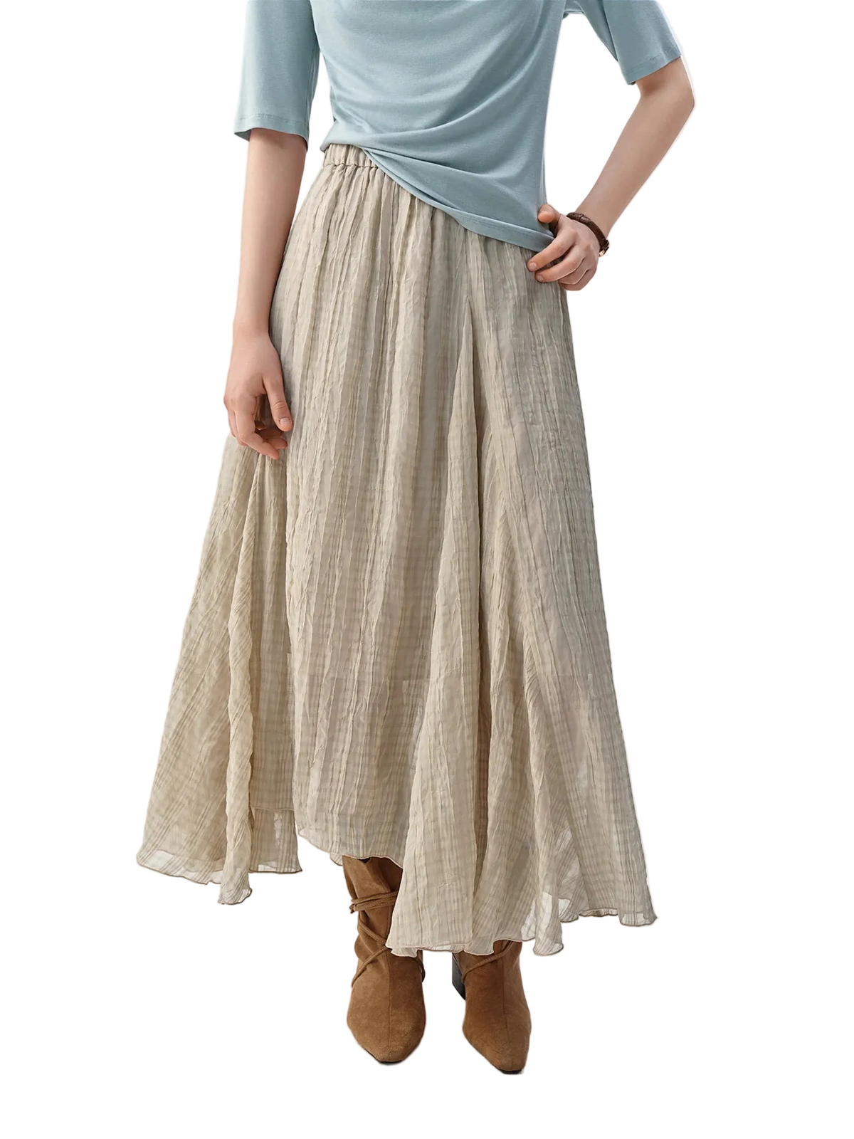 Retro Plaid Midi Skirt - Irregular Nomadic Design Casual Autumn Wear