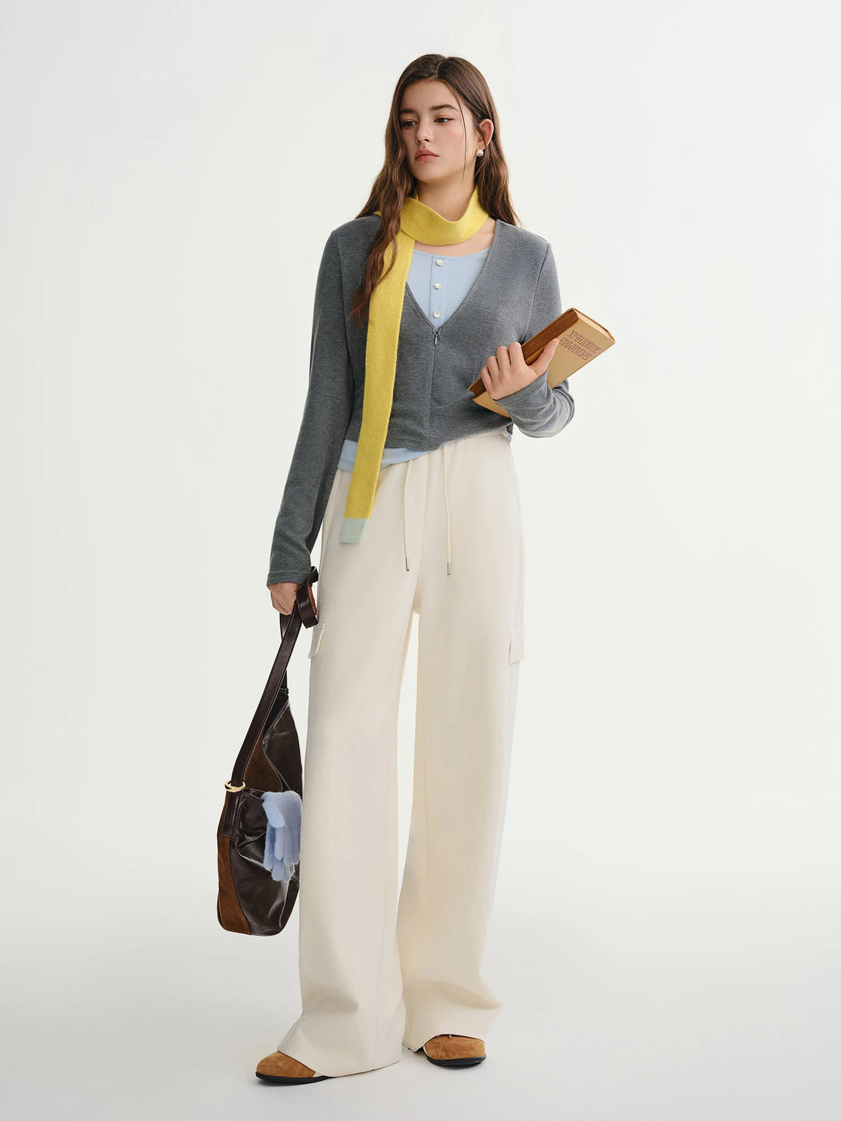 Plus-Size Wide-Leg Cargo Pants - Oversized Winter Casual Trousers