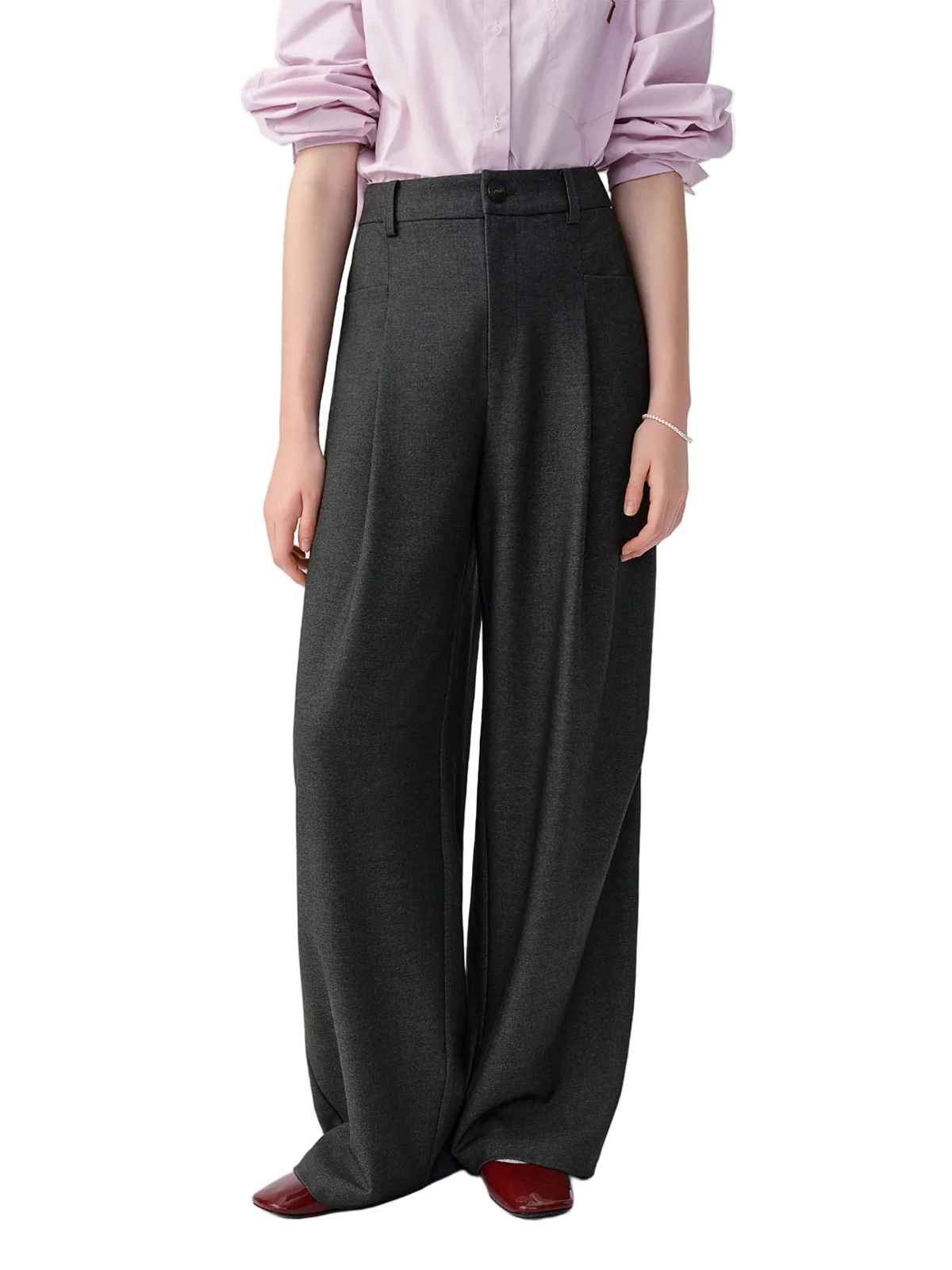 Women's High-Waisted Wide-Leg Suit Pants - Commuter Trousers