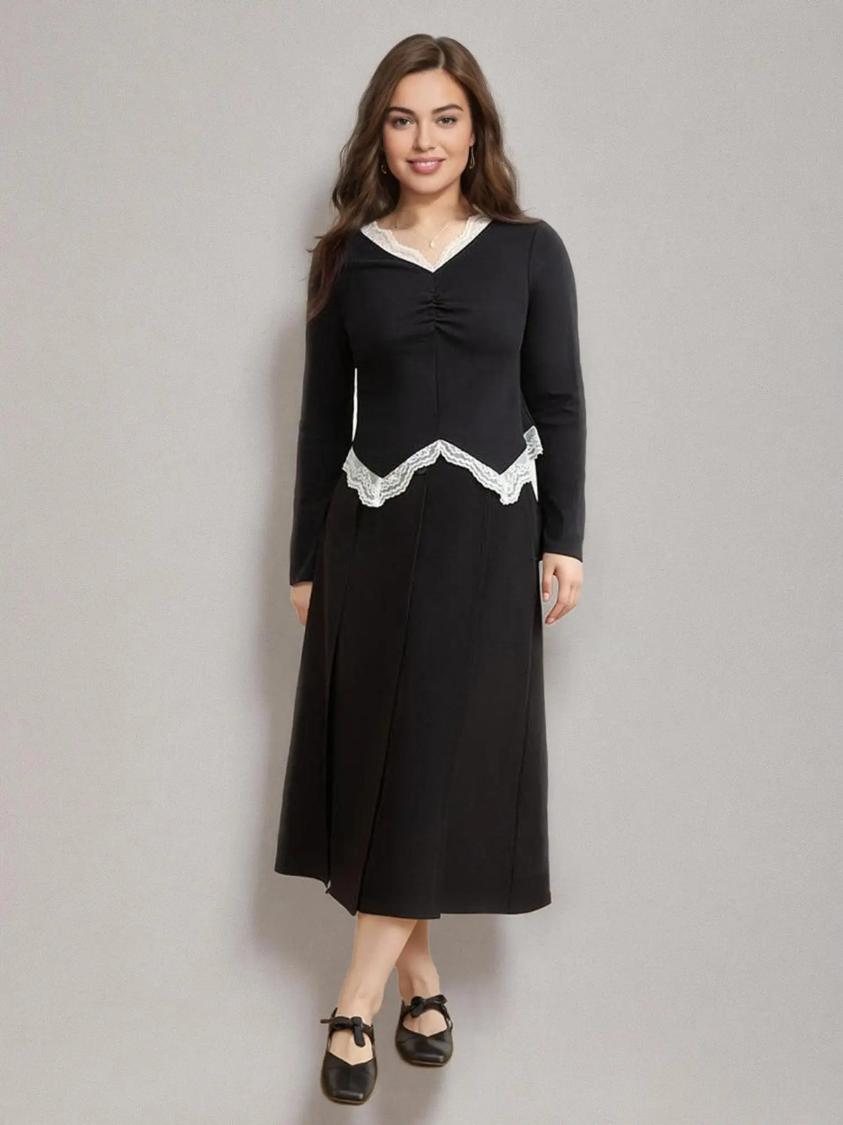 A-Line Diagonal Patch Skirt - Office Lady Commuter Style