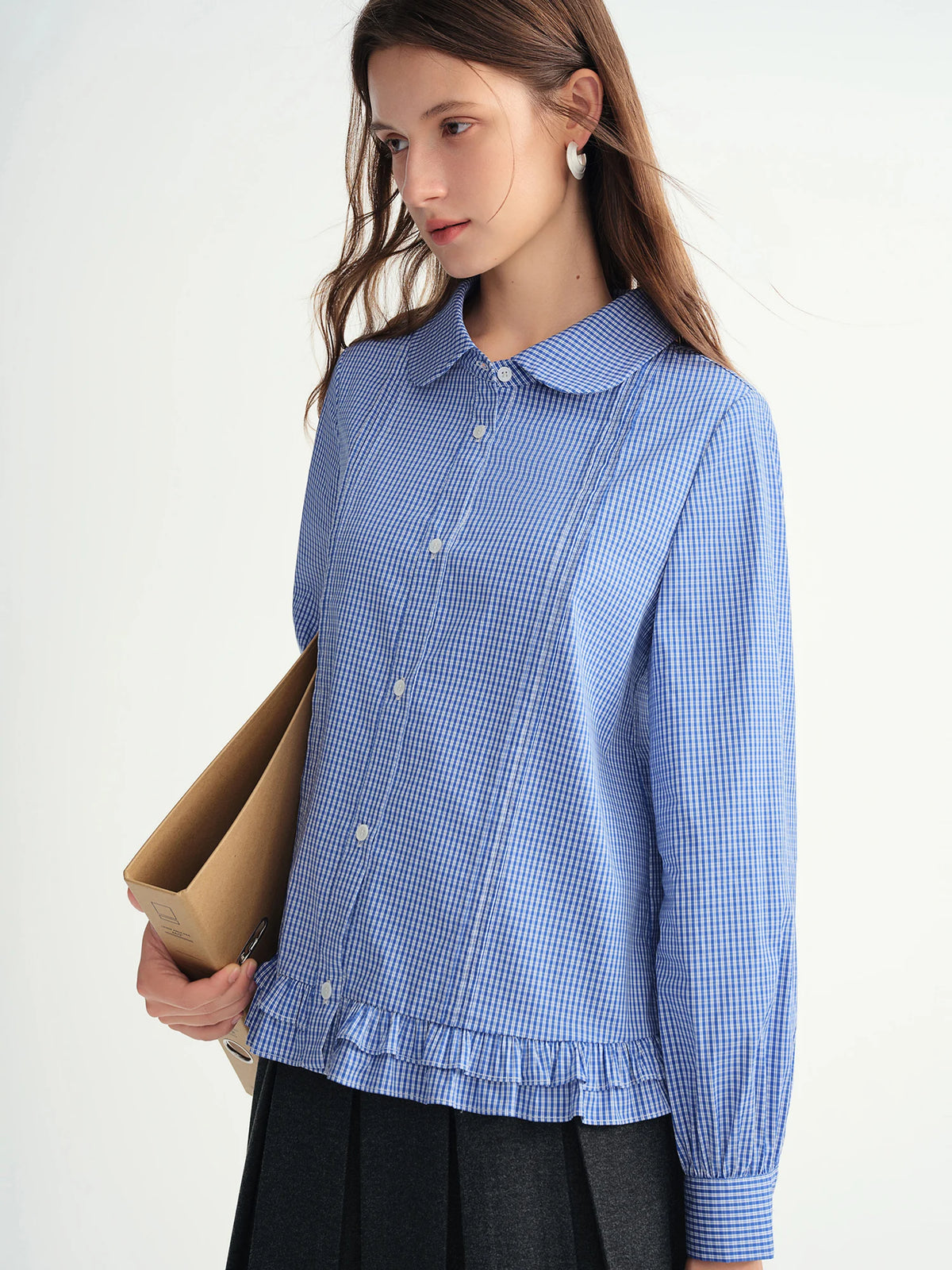 Plus Size Striped Babydoll Dress | Ruffle Neck Winter Shirt Dress