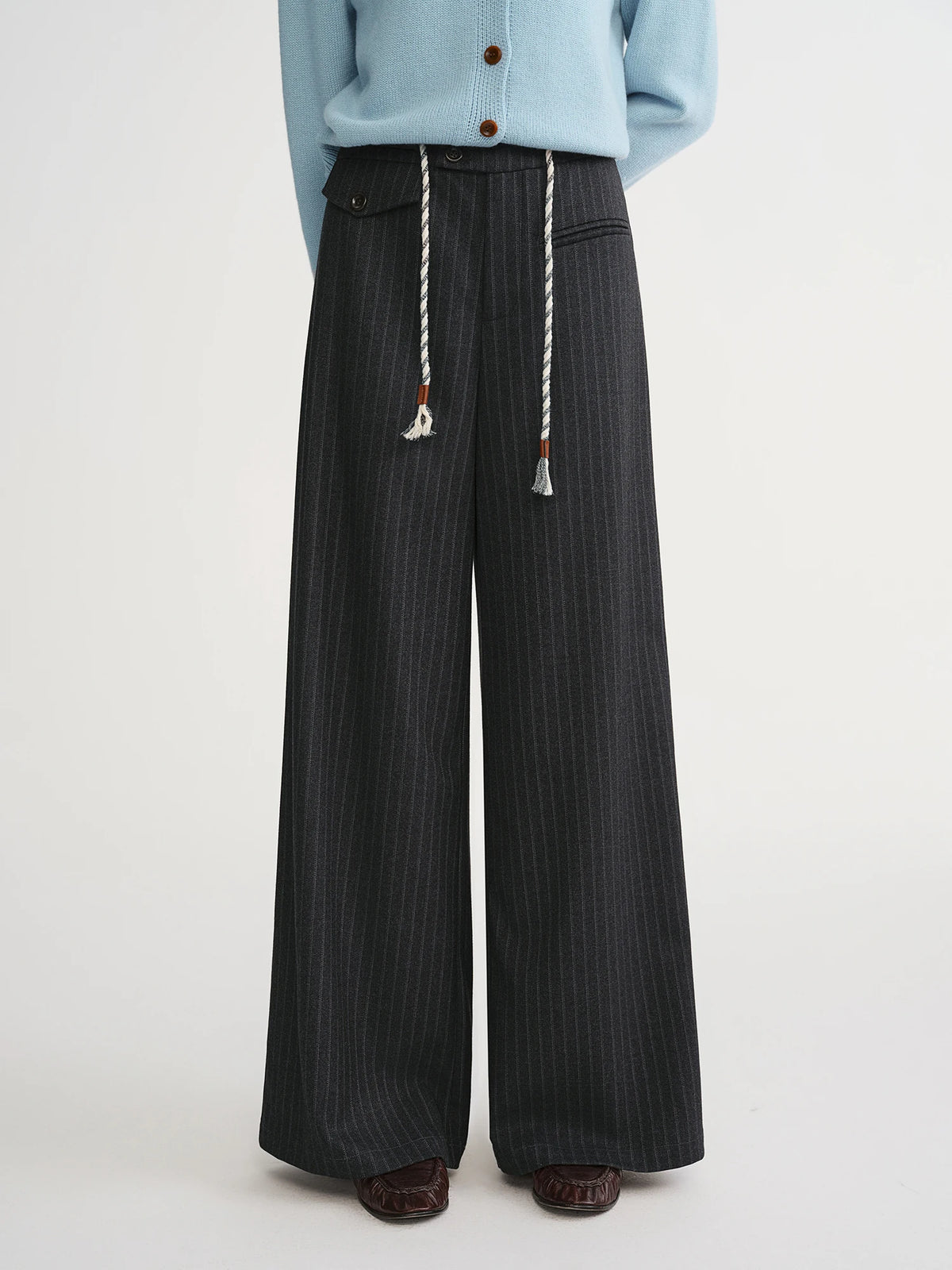 Women's Plus Size Striped Blazer & Straight Leg Pants Set - Retro Casual