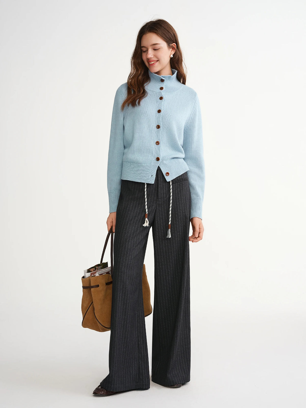 Women's Plus Size Striped Blazer & Straight Leg Pants Set - Retro Casual