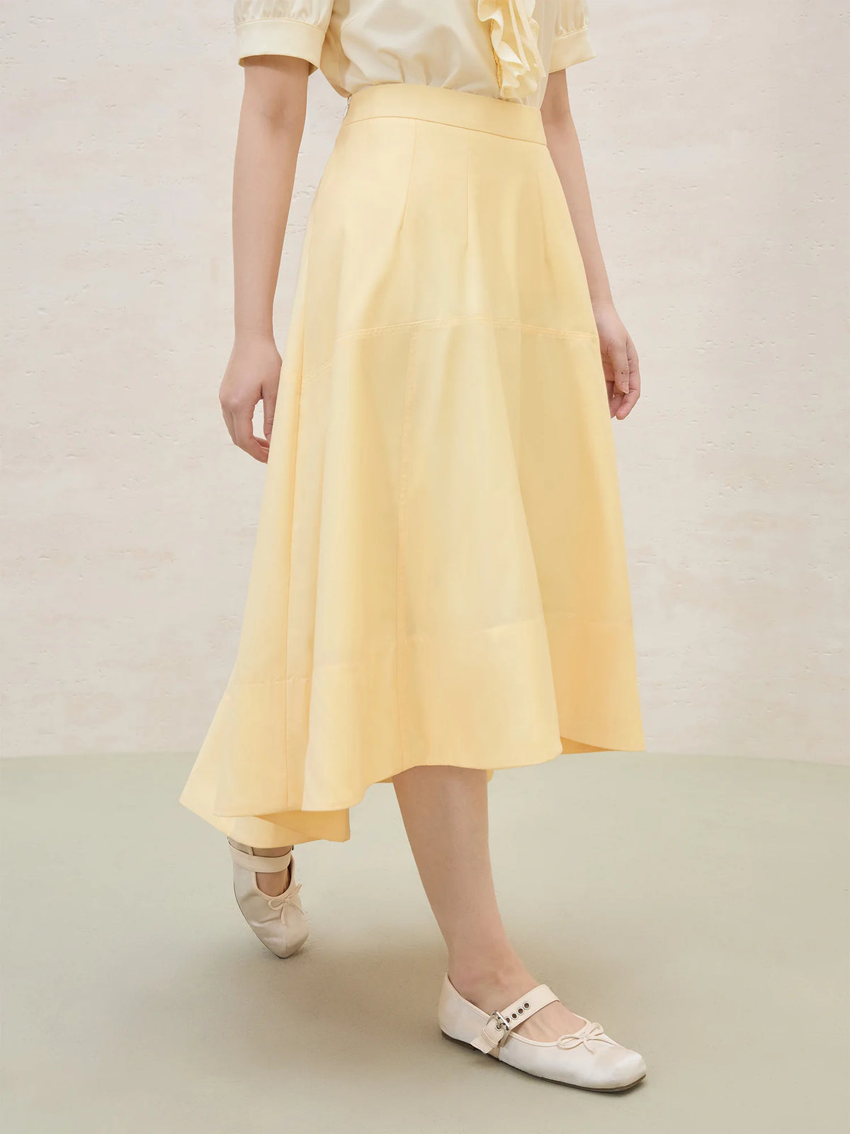 French Style Irregular A-Line Skirt - High Waist Commuter Skirt