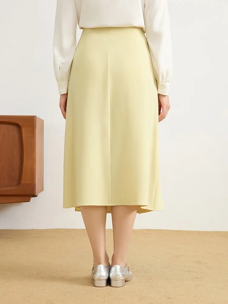 A-Line Diagonal Patch Skirt - Office Lady Commuter Style