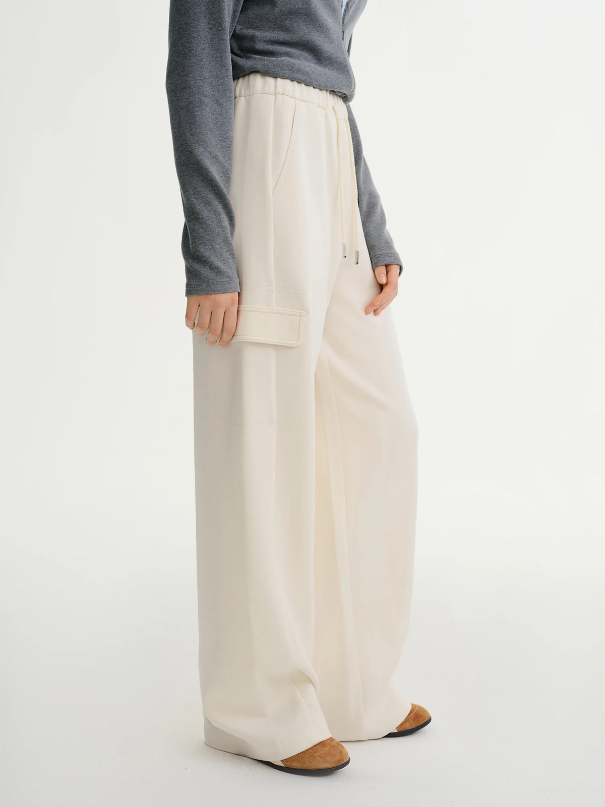 Plus-Size Wide-Leg Cargo Pants - Oversized Winter Casual Trousers