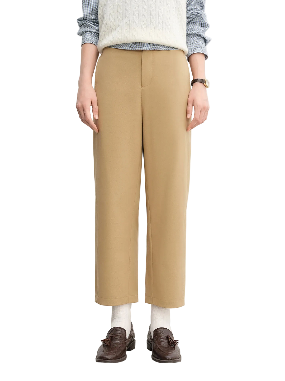 Women's High Waist Flared Hem Pants - Summer Casual Ankle Trousers