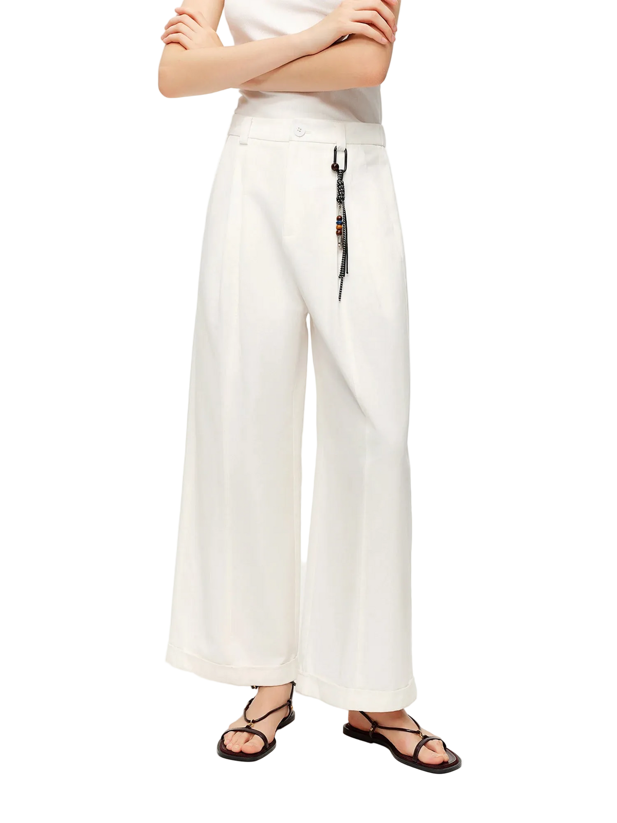 Women's High Waist Wide Leg Trousers Minimalist Casual Pants