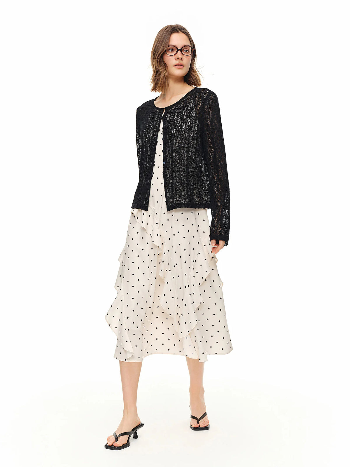 Women's Textured Beaded Knit Cardigan - Summer Openwork Layering Top