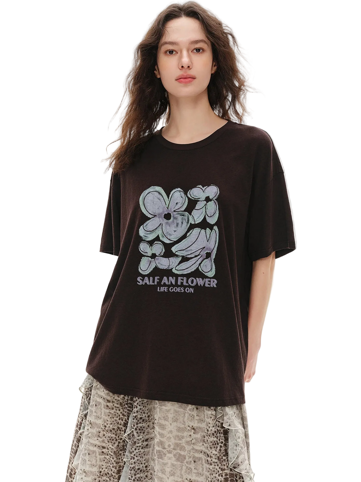 Women's Relaxed Cotton Printed Tee - Summer Coquette Style Top