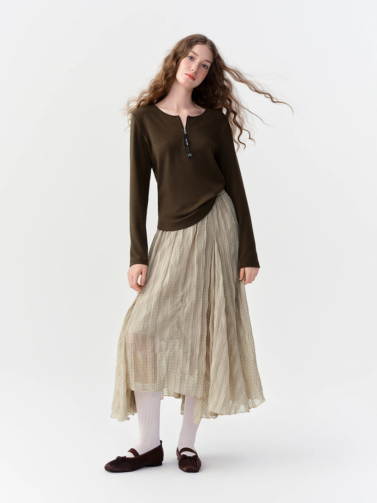 Retro Plaid Midi Skirt - Irregular Nomadic Design Casual Autumn Wear