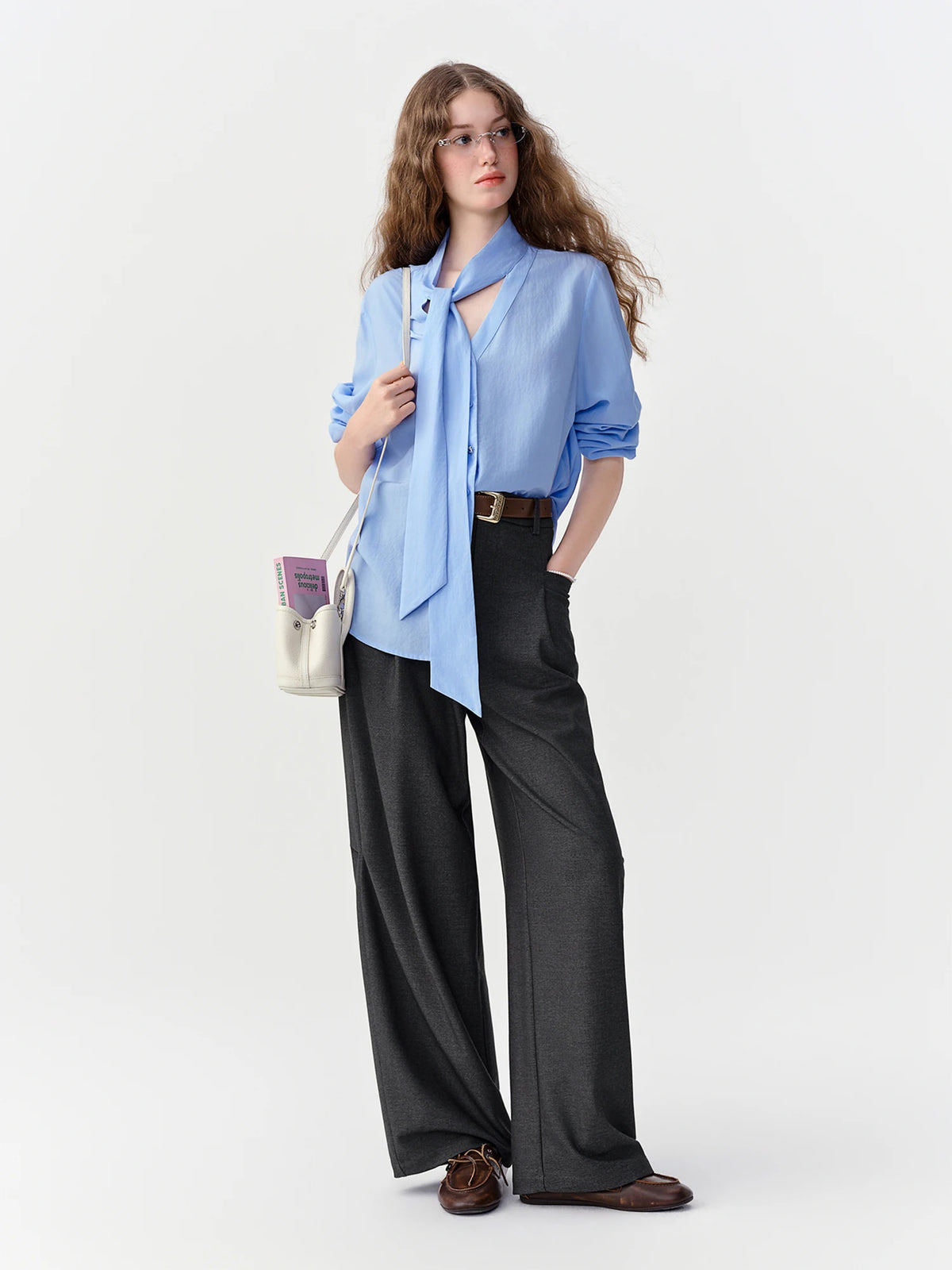 Women's High-Waisted Wide-Leg Suit Pants - Commuter Trousers