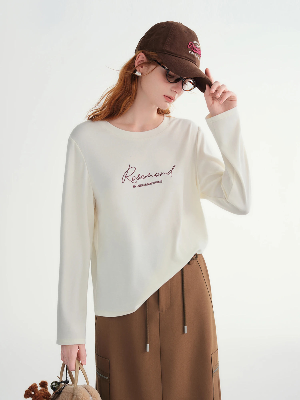 Women's Vintage Letter Embroidery Long Sleeve T-Shirt - Streetwear