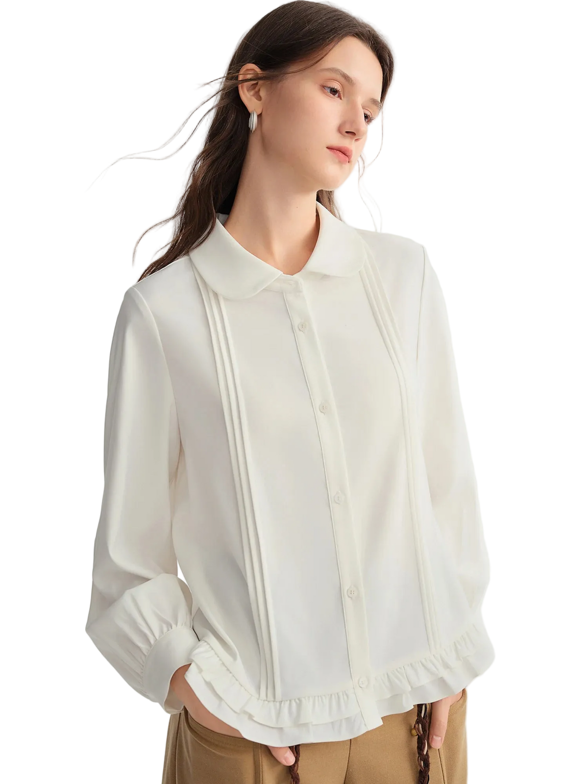 Plus Size Striped Babydoll Dress | Ruffle Neck Winter Shirt Dress