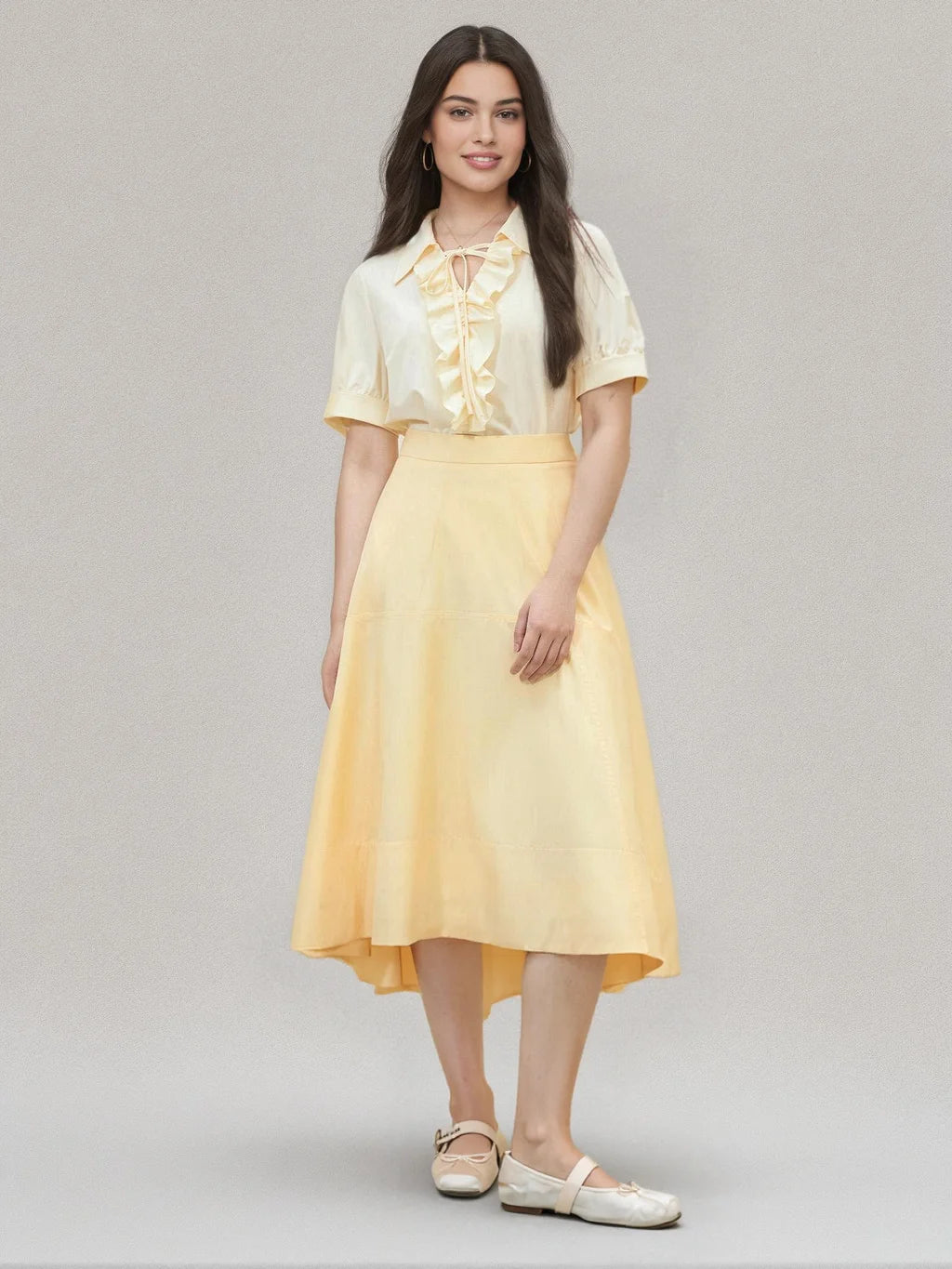 French Style Irregular A-Line Skirt - High Waist Commuter Skirt